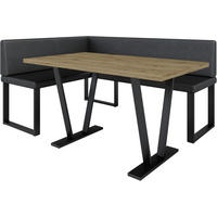 ECKBANKGRUPPE Alina - Kunstleder - 128 x 168 cm - Links - Schwarz - Schwarz, Leder/Metall (168/87/128cm) - AN-Moebel 4u