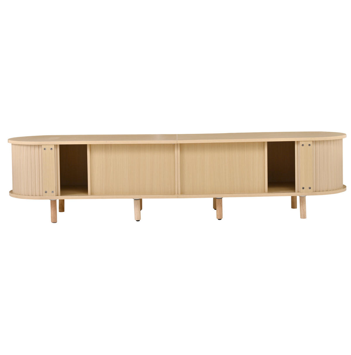 TV-LOWBOARD aus MDF 170x40x40 cm Eiche hell mit Rattan-Design, 2 Schubladen und Schiebetüren - Naturfarben, Holzwerkstoff (170/40/40cm) - IVMEU