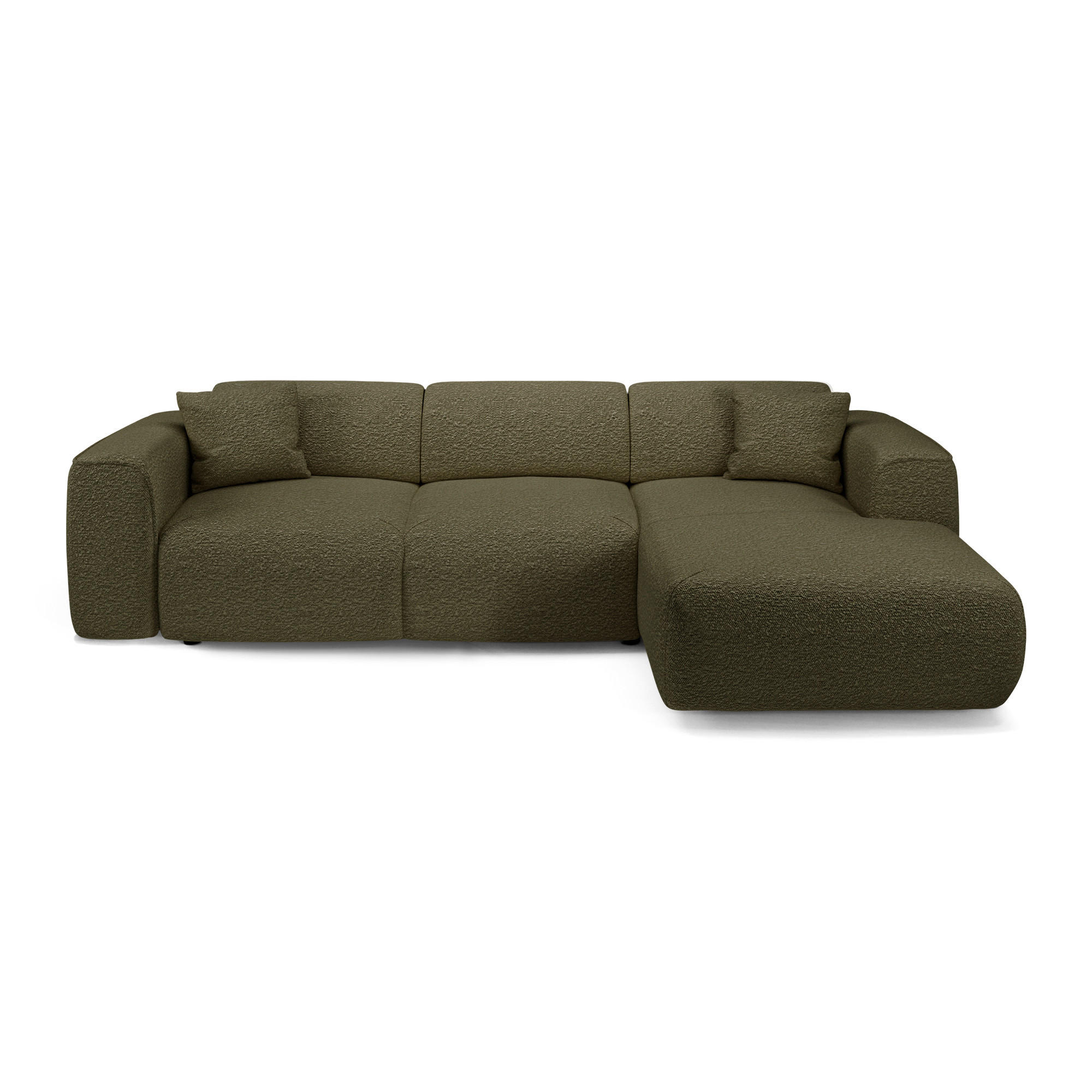 ECKSCHLAFSOFA Bouclé-Stoff Olivgrün 283cm - Olivgrün, Textil (283/180cm) - Sia Home