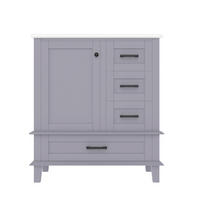 WASCHTISCHKOMBI Grau freistehend mit Keramikbecken & 3 Schubladen - Grau, Keramik/Holzwerkstoff (76/83.5/46cm) - Urban Meuble