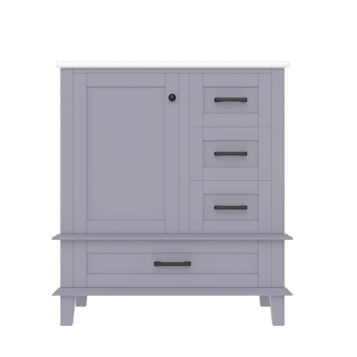 WASCHTISCHKOMBI Grau freistehend mit Keramikbecken & 3 Schubladen - Grau, Keramik/Holzwerkstoff (76/83.5/46cm) - Urban Meuble