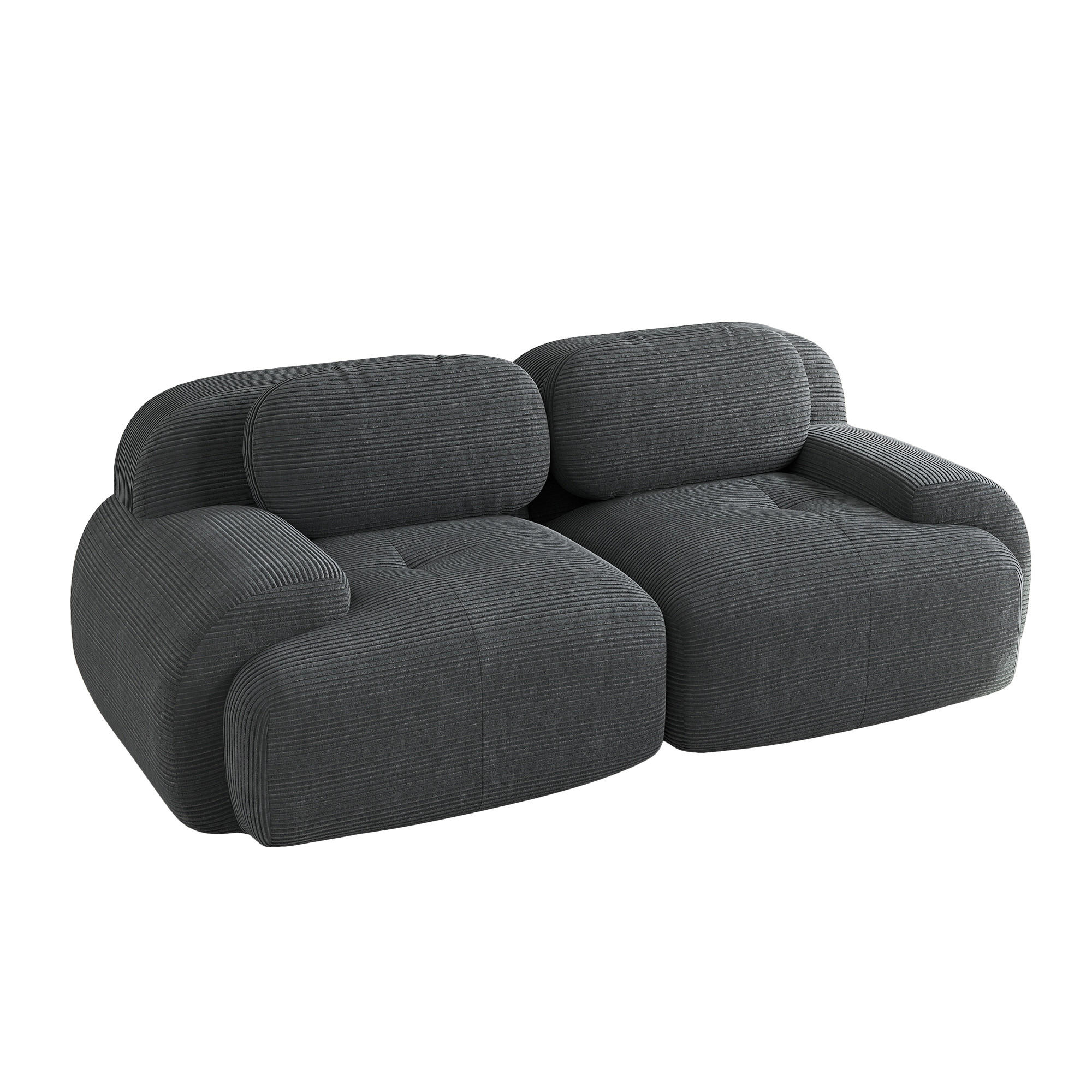 SOFA 208×103×75 cm Cordstoff rahmenlos modular 2-Sitzer, grau - Grau, Textil (103/75/208cm) - Luhomfu