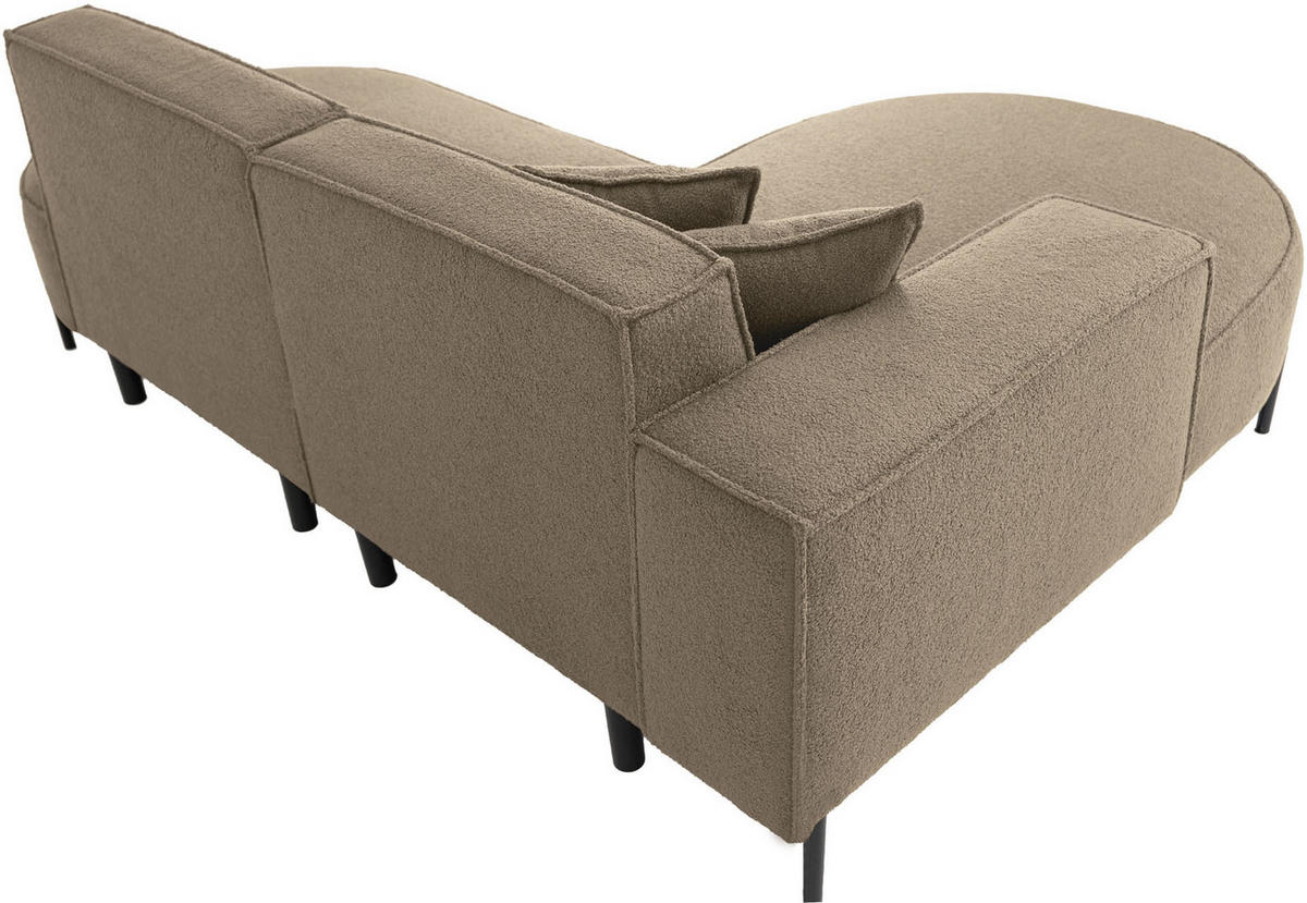 ECKSOFA Hana Loft 3-Sitzer Ecke Links, Boucle, Dunkelbeige 241/80/168 cm - Sandfarben/Schwarz, Textil/Metall (241/168cm) - WFL GROUP