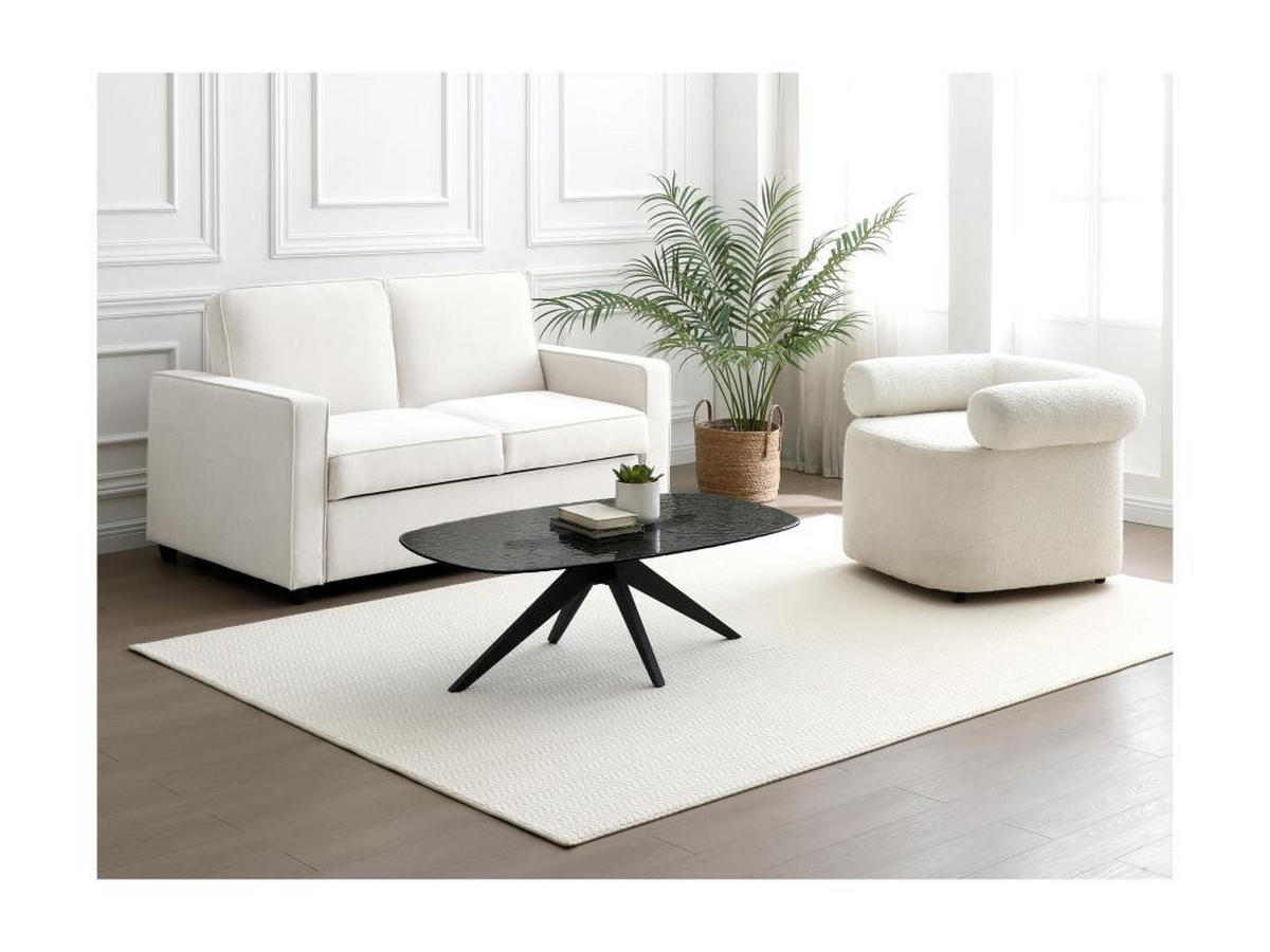 COUCHTISCH - Ornamentsicherheitsglas & Metall - Schwarz - LEGRIO - Schwarz, Glas (110/70/38cm) - Vente-Unique