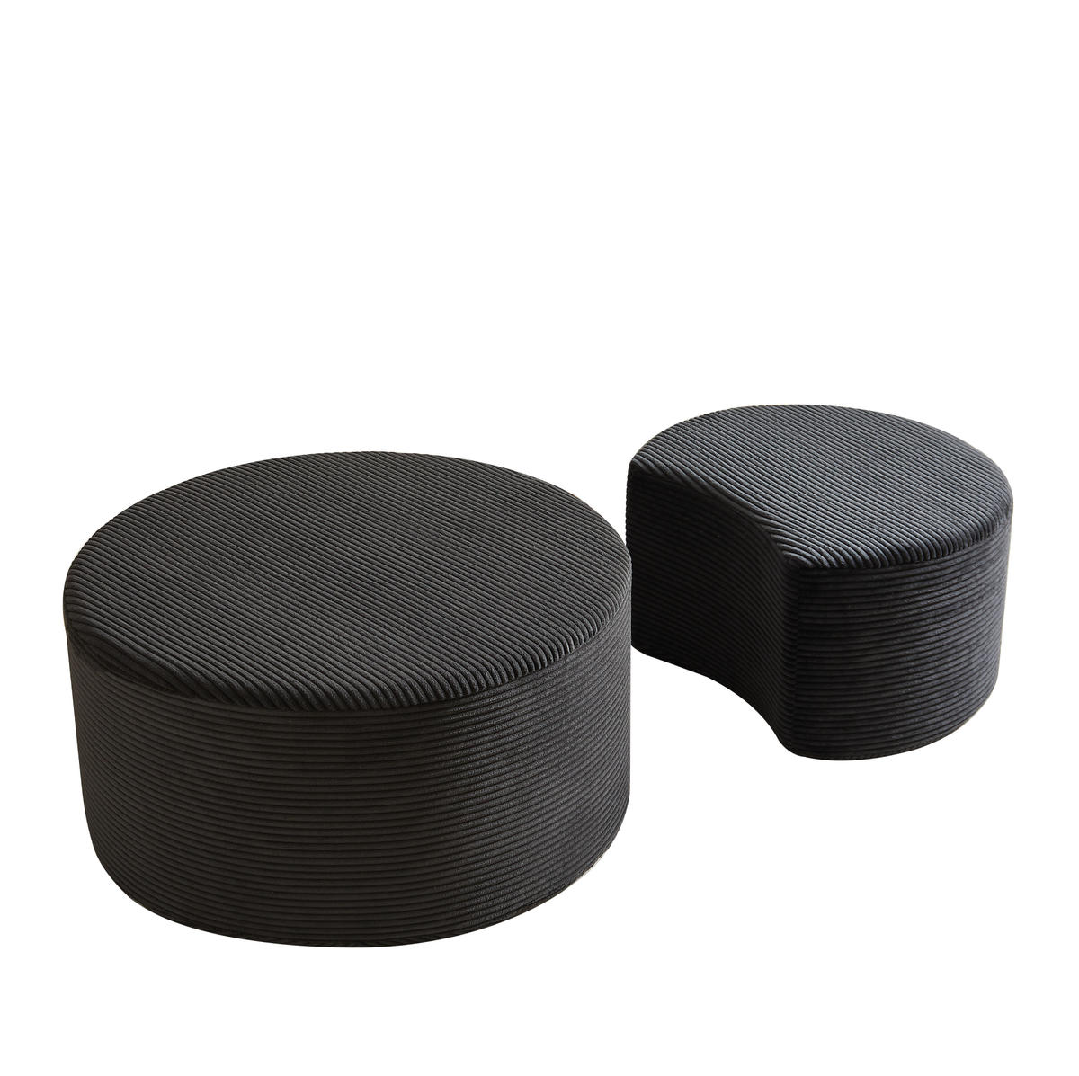 COUCHTISCH-SET aus Stoff Schwarz ohne Montage, 2-teilig, gepolstert und vielseitig nutzbar - Schwarz, Holzwerkstoff (127/81/40cm) - Modfu