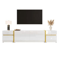 TV-LOWBOARD aus MDF und Spanplatte 180x40x38 cm Weiß mit Hochglanzfront, 4 Schubladen und 2 Türen - Weiß, Holzwerkstoff (180/38/40cm) - IVMEU