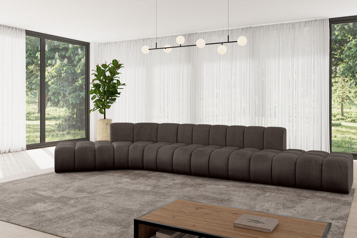ECKSOFA modulares Sofa Solven-L2 - 471x174x70 cm Braun - Braun, Holzwerkstoff/Textil (471/174cm) - ALTDECOR