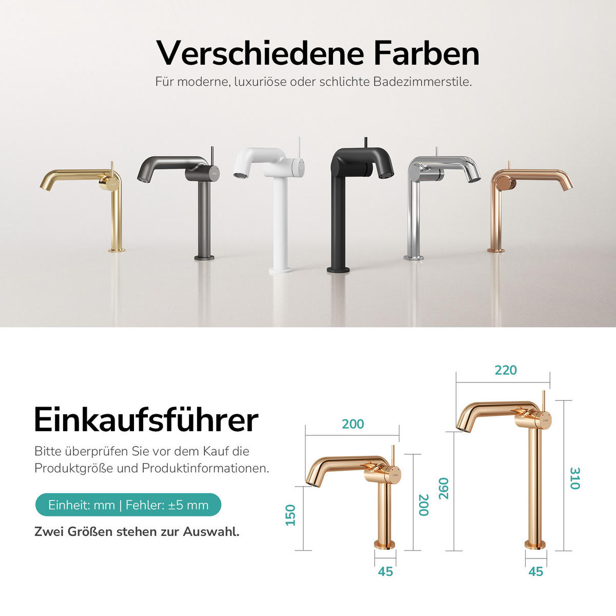 WASCHTISCHARMATUR Ventilkernzertifizierung Rosengold 15cm - Roségold, Metall (20/7.6/22.2cm) - EMKE