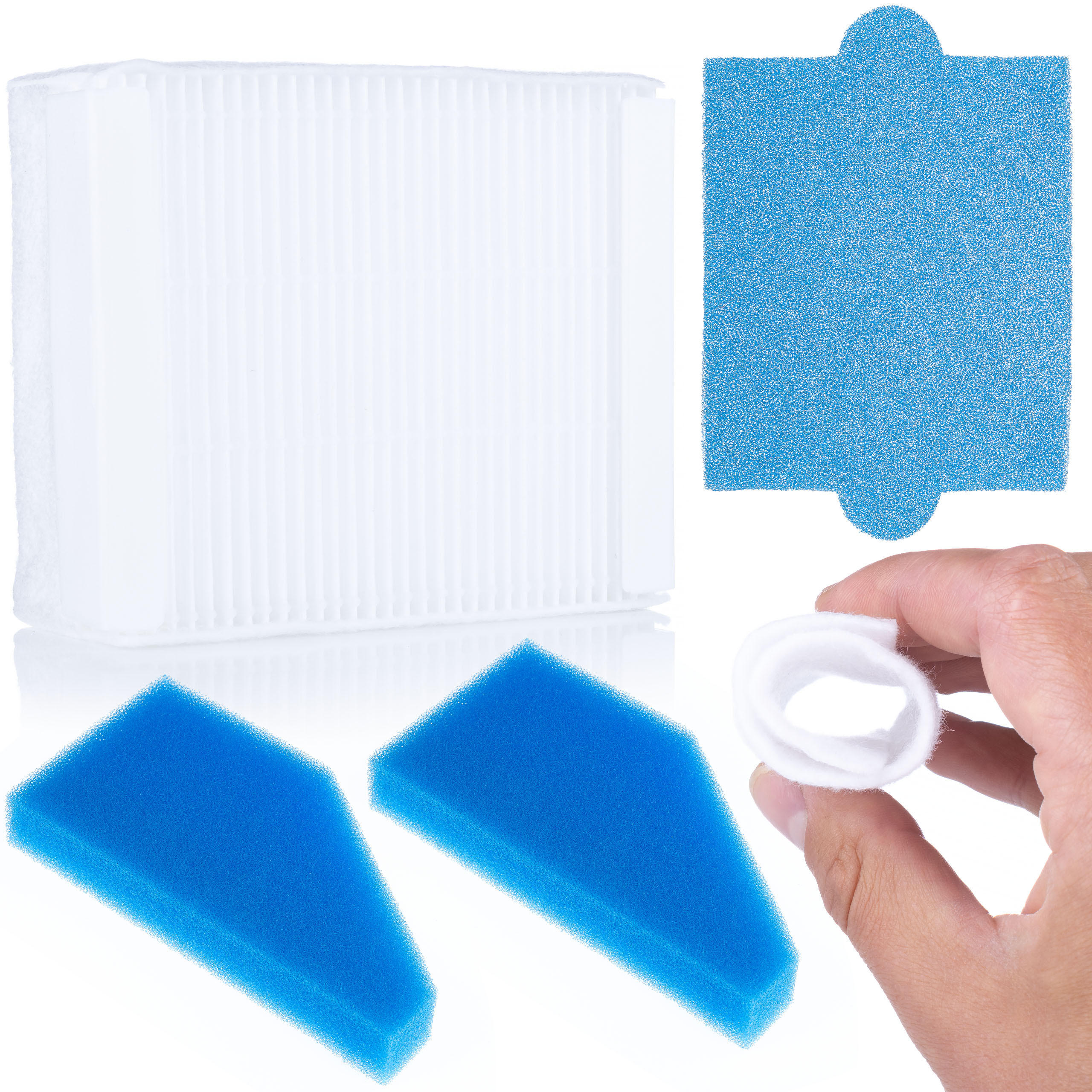 FILTER Universal 5-tlg. Set, HEPA waschbar 99,95% 0,15 µm, 40 mm, 102 x 90 mm, Motorfilter 160 x 80 mm - Multicolor, Kunststoff/Metall (10/10/10cm)