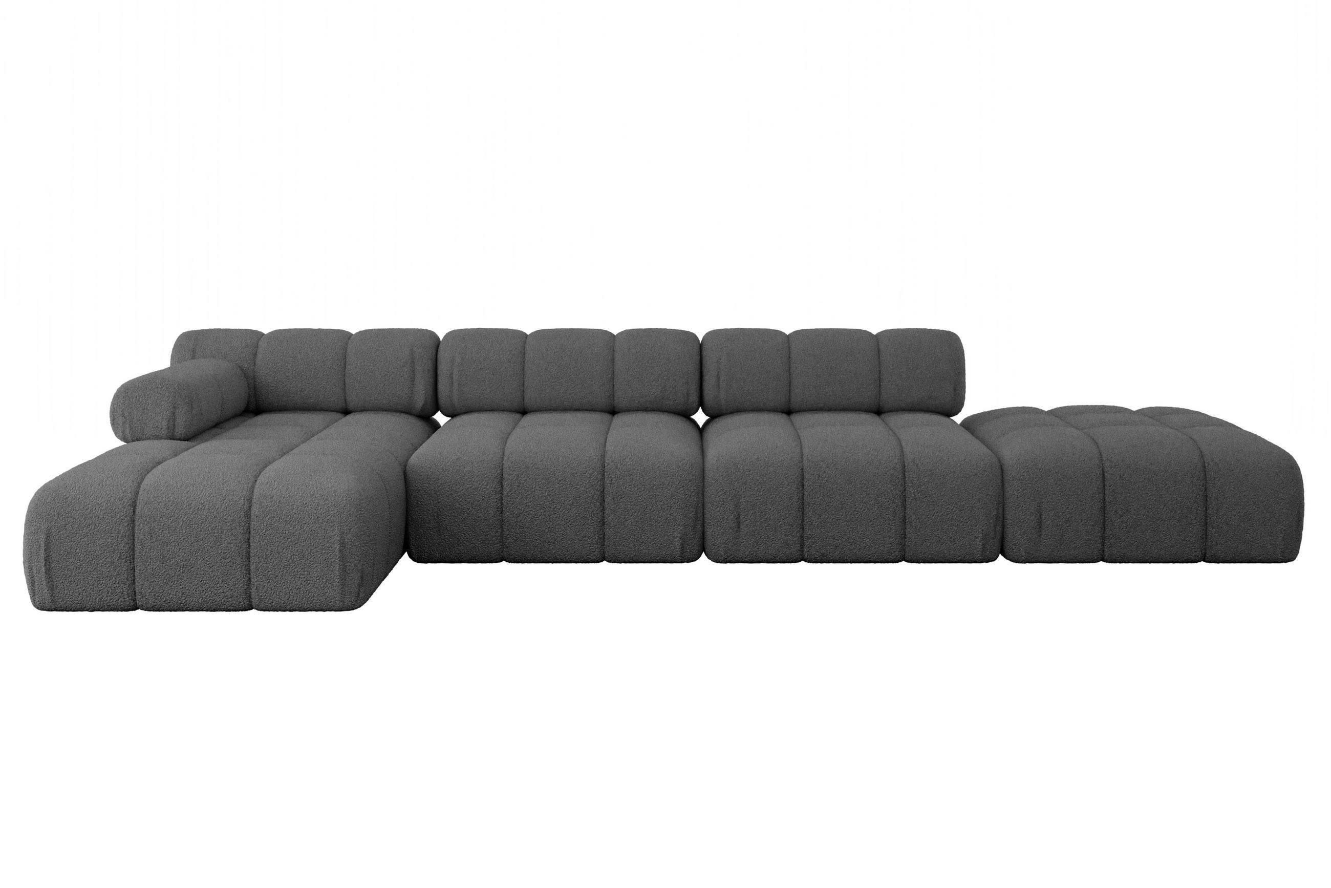 ECKSOFA modulares Sofa Lizur-L2 - 380x160x70 cm Grau Bouclé - Grau, Holzwerkstoff/Textil (380/160cm) - ALTDECOR