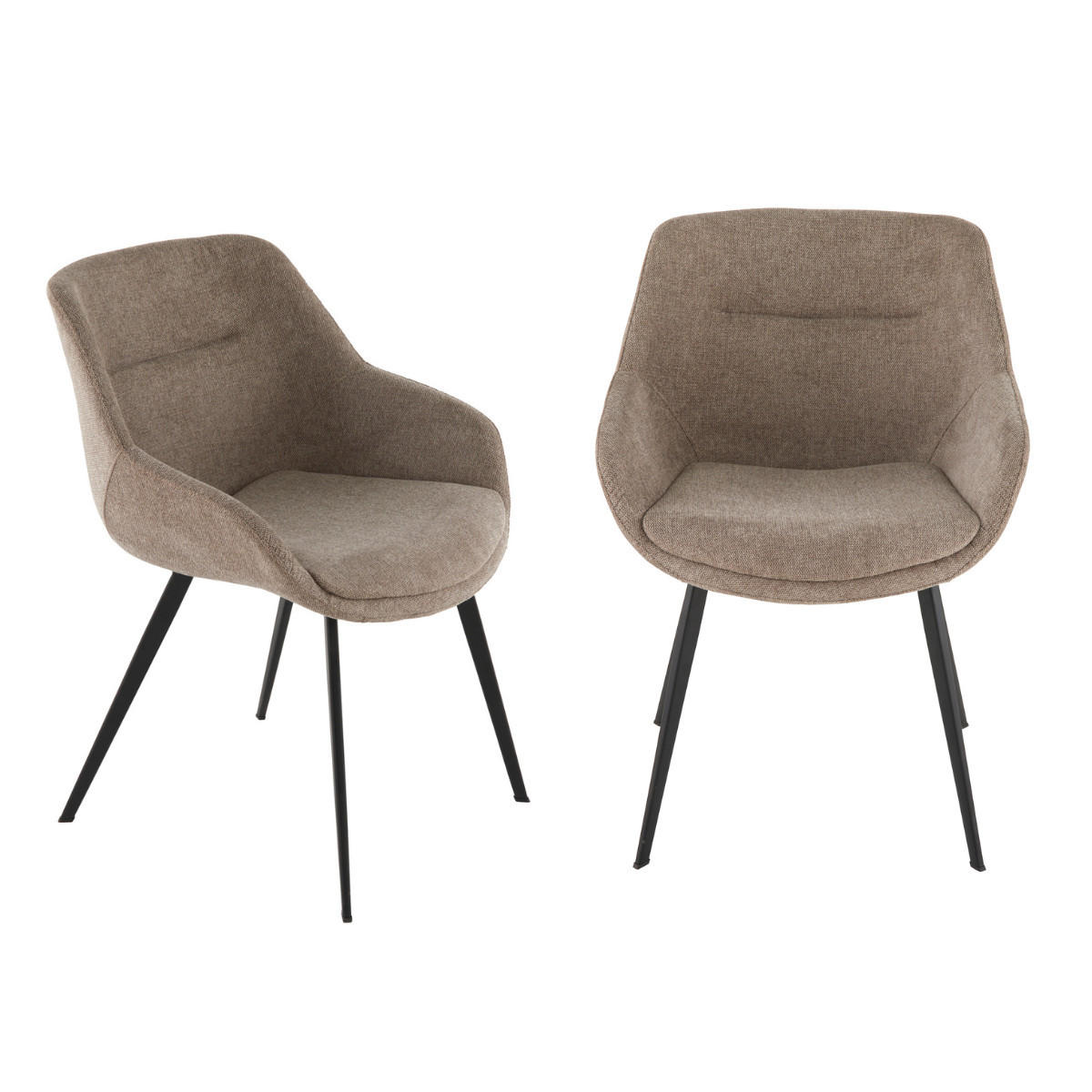 BRIDGE-SESSEL (Set aus 2) aus taupefarbenem stoff - colombe 64/58/79 cm - Beige, Metall (58/79/64cm) - Signature