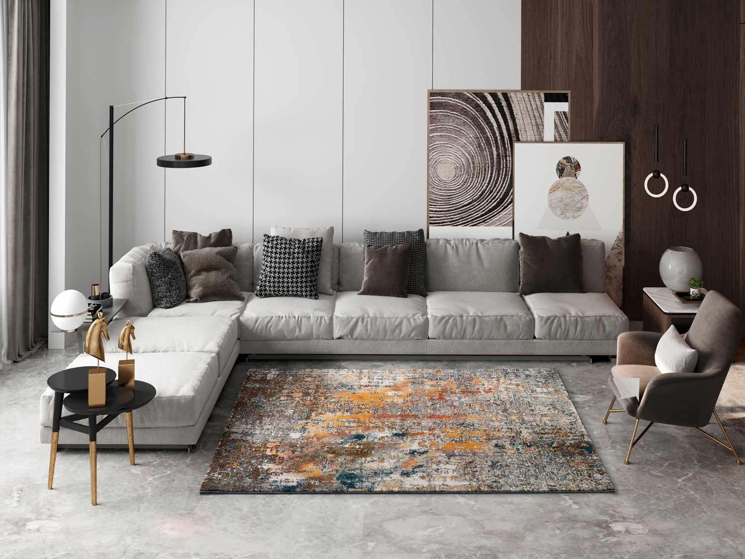 Thumbnail - Atticgo Webteppich, Mehrfarbig, Textil, Abstrakt, Rechteckig, 80x150 cm, Oeko-Tex® Standard 100, für Fußbodenheizung gee...
