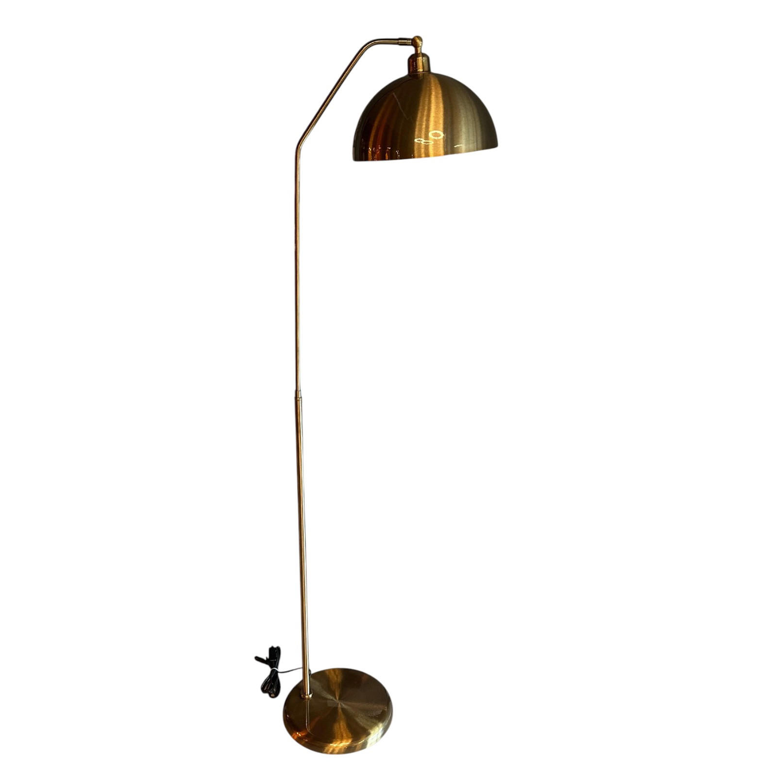 STEHLAMPE Helvik aus Metall mit E27, verstellbarer Lampenschirm - Messingfarben, Metall (37/37/170cm) - Bamyum