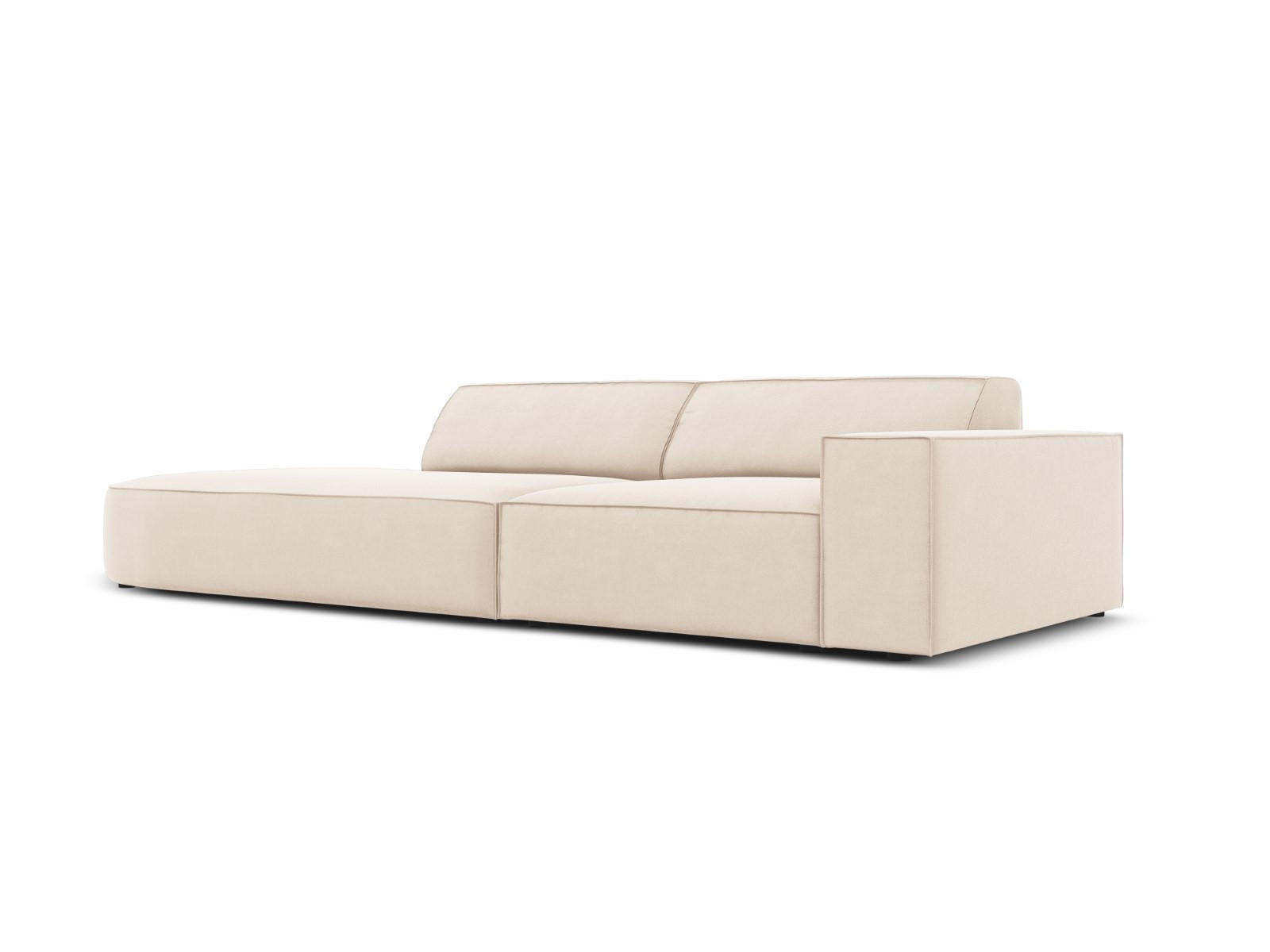 LINKES-SOFA Jodie aus Samt leichtes beige 3 Sitzplätze - Beige, Textil (262/70/102cm) - Micadoni