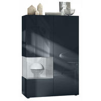 VITRINE Morena Einsatz in Beton Oxid Optik - Hellgrau, Holzwerkstoff (91.5/136.5/37cm) - Vladon
