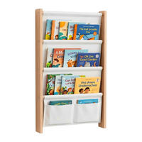BIBLIOTECĂ natural alb copii - multicolor, compozit lemnos/material textil (44.5/80/6cm) - Relaxdays