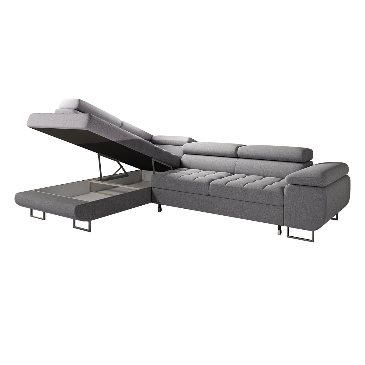 ECKSOFA Eden 4 Sitzplätze Anthrazitgrau - Grau, Holzwerkstoff (335/201cm) - Petits-meubles