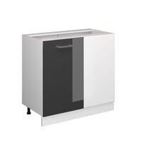 ECKSCHRANK FÜR HAUSRAT R-Line Anthrazit Hochglanz 86 cm mit Tür, ohne Arbeitsplatte - Anthrazit/Weiß, Holzwerkstoff (86/81.6/46cm) - Vicco
