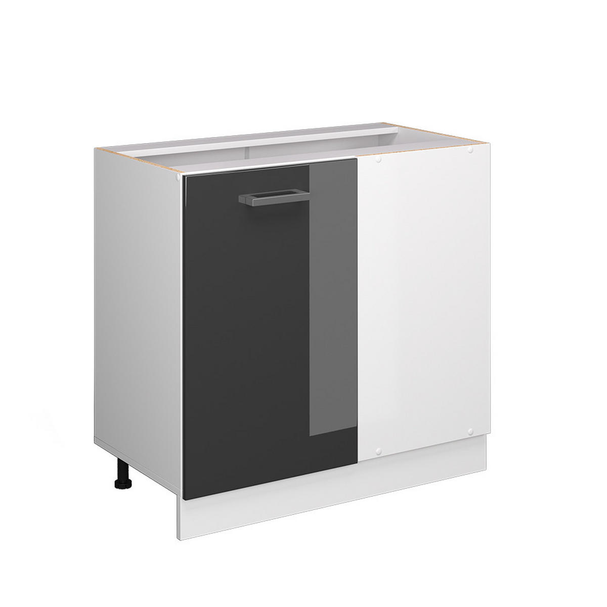 ECKSCHRANK FÜR HAUSRAT R-Line Anthrazit Hochglanz 86 cm mit Tür, ohne Arbeitsplatte - Anthrazit/Weiß, Holzwerkstoff (86/81.6/46cm) - Vicco