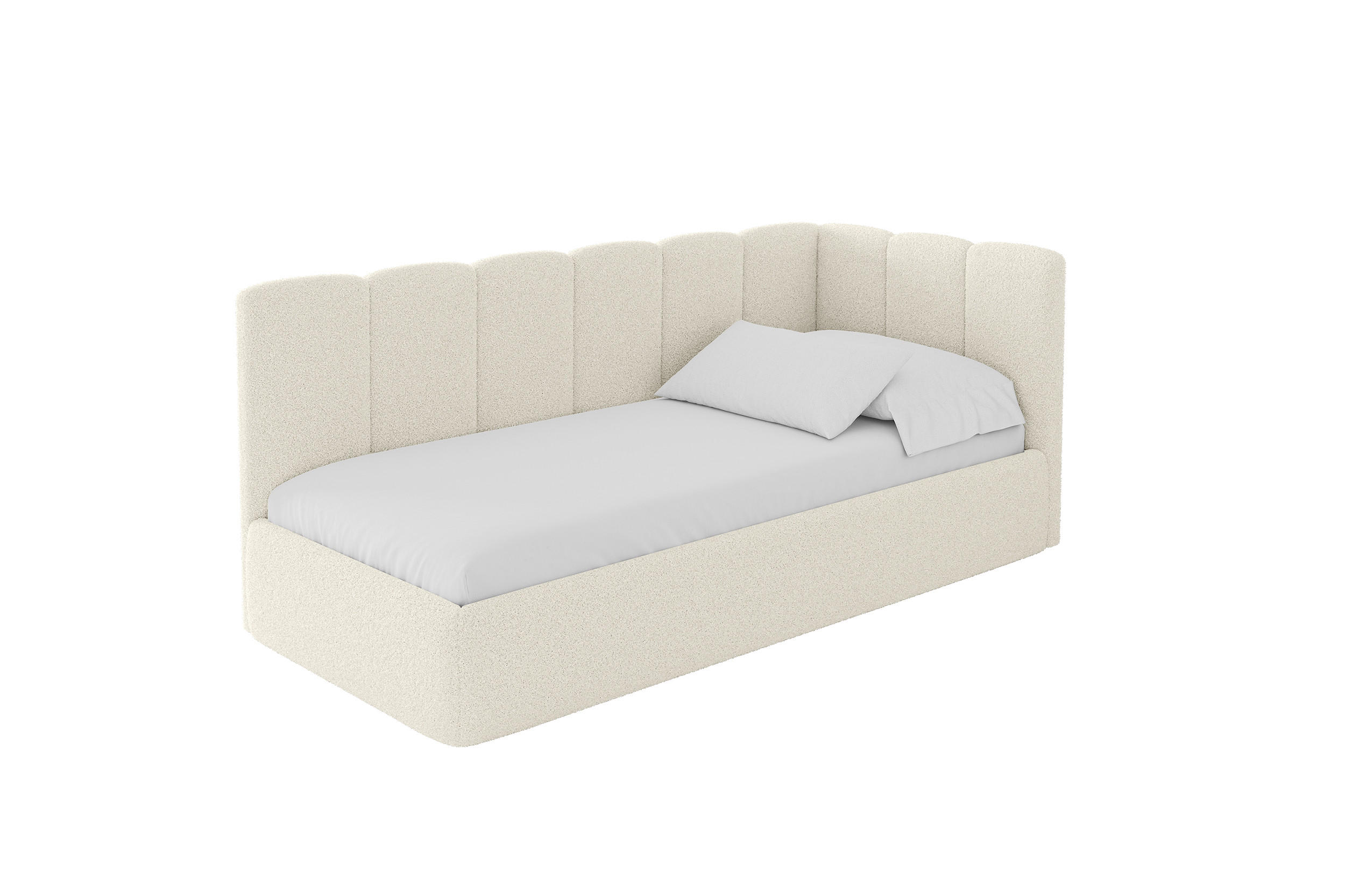 EINZELLBETT Jugendbett mit Bettkasten und Matratze H3/H4, Links - DEXY 90x200 Beige - Champagner, Holzwerkstoff/Textil (90/200cm) - ALTDECOR