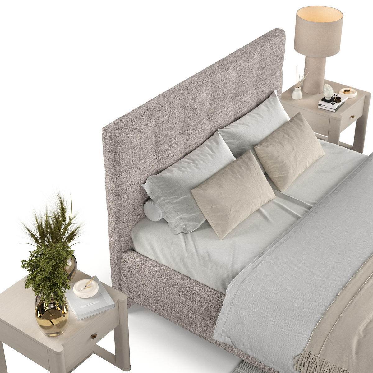 POLSTERBETT Cora 140/200 cm Beige im Neve Stoff - Beige/Naturfarben, Holz/Holzwerkstoff (140/200cm) - AltaBeds