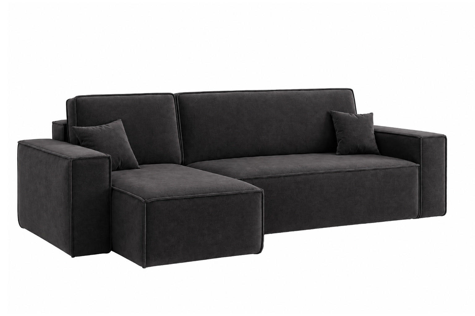 ROHOVÁ SEDAČKA ve tvaru L s funkcí spaní a úložným prostorem, velurová tkanina Bluvel, Černá, Levá strana, BEST L - černá, dřevo (244/142cm) - Kaiser Möbel