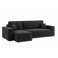 ROHOVÁ SEDAČKA ve tvaru L s funkcí spaní a úložným prostorem, velurová tkanina Bluvel, Černá, Levá strana, BEST L - černá, dřevo (244/142cm) - Kaiser Möbel