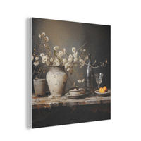 AKUSTIKPANEEL Stilleben - Blumen - Blumenstrauß - Vase - Wein 90x90 cm - Schwarz, Textil (90/0.9/90cm) - MuchoWow