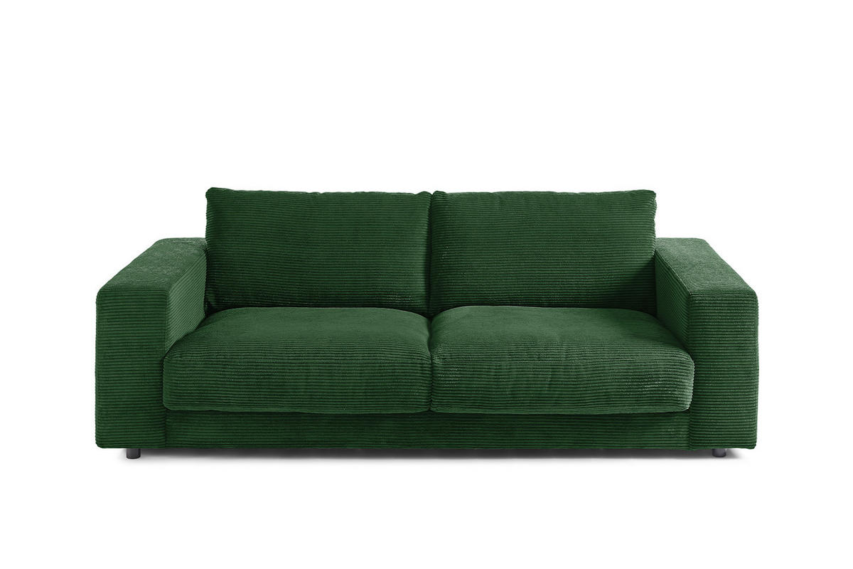 SOFA 2-SITZER MADELINE Smaragdgrün Cord - Smaragdgrün/Dunkelgrün, Kunststoff/Textil (230/85/127cm) - KAWOLA