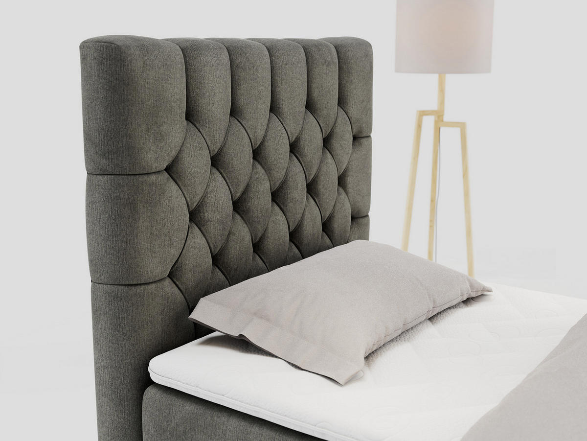 BOXBETT PERA 90/200 Dunkelgrau Velvet - H3 - Links Seite - Dunkelgrau, Holz/Textil (90/200cm) - MKS