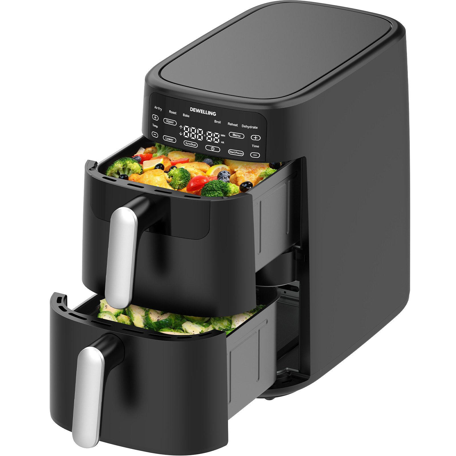 HEISSLUFTFRITTEUSE 5L+5L - Schwarz, Metall (22/39/43cm) - Aimax