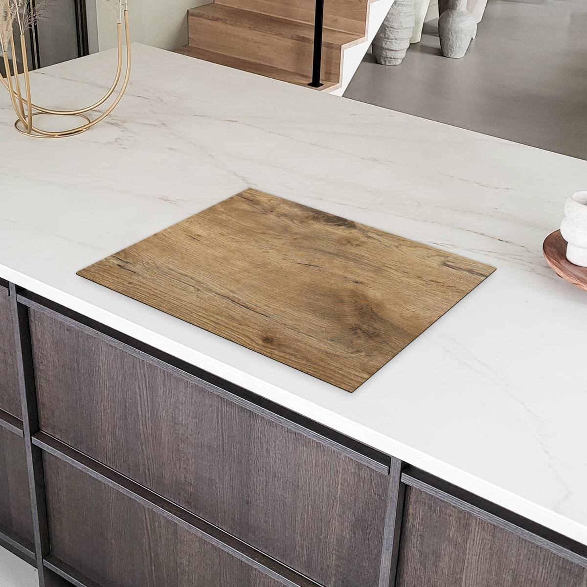 HERDABDECKPLATTE Holz - Braun - Holzoptik 71x52 cm - Eichefarben, Kunststoff (71/0.2/52cm) - MuchoWow
