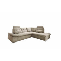 ECKSOFA mit Schlaffunktion, Bettkasten und verstellbarer Armlehne - Chromfarben/Beige, Textil (219/260cm) - ed exciting design