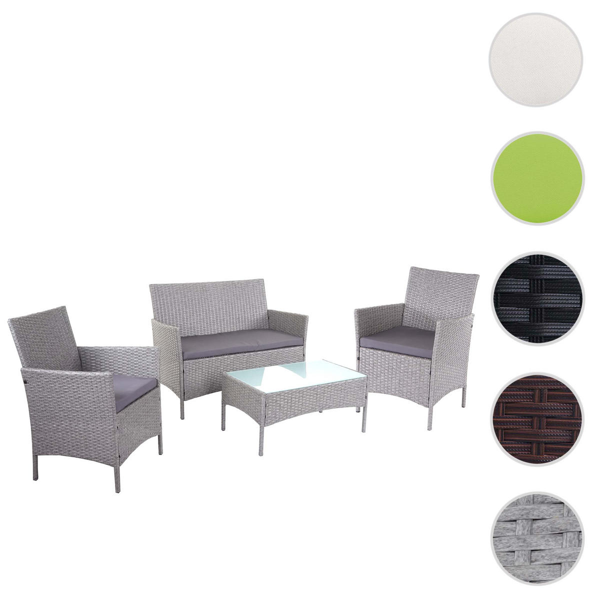 POLY-RATTAN GARTEN-GARNITUR Grau - Anthrazit/Grau, Kunststoff - MCW