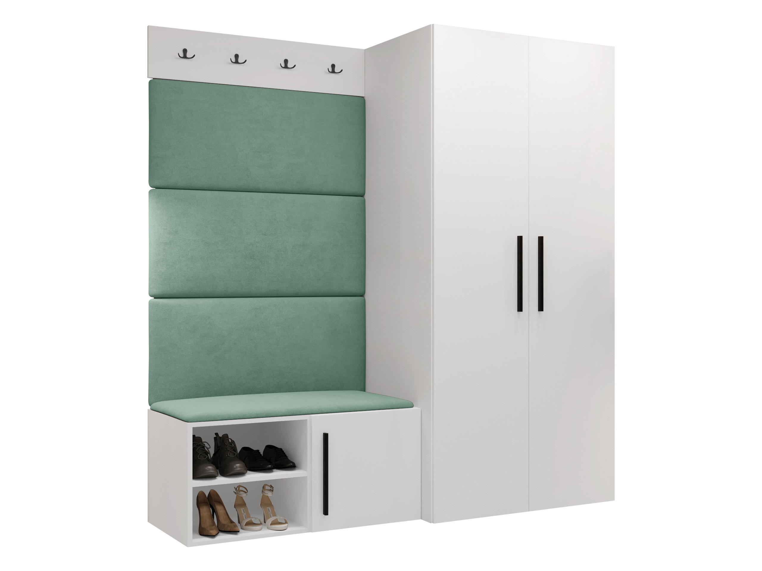 GARDEROBEN-SET Medi I - Schwarz/Weiß, Holzwerkstoff/Kunststoff (80/191/50cm) - MIRJAN24