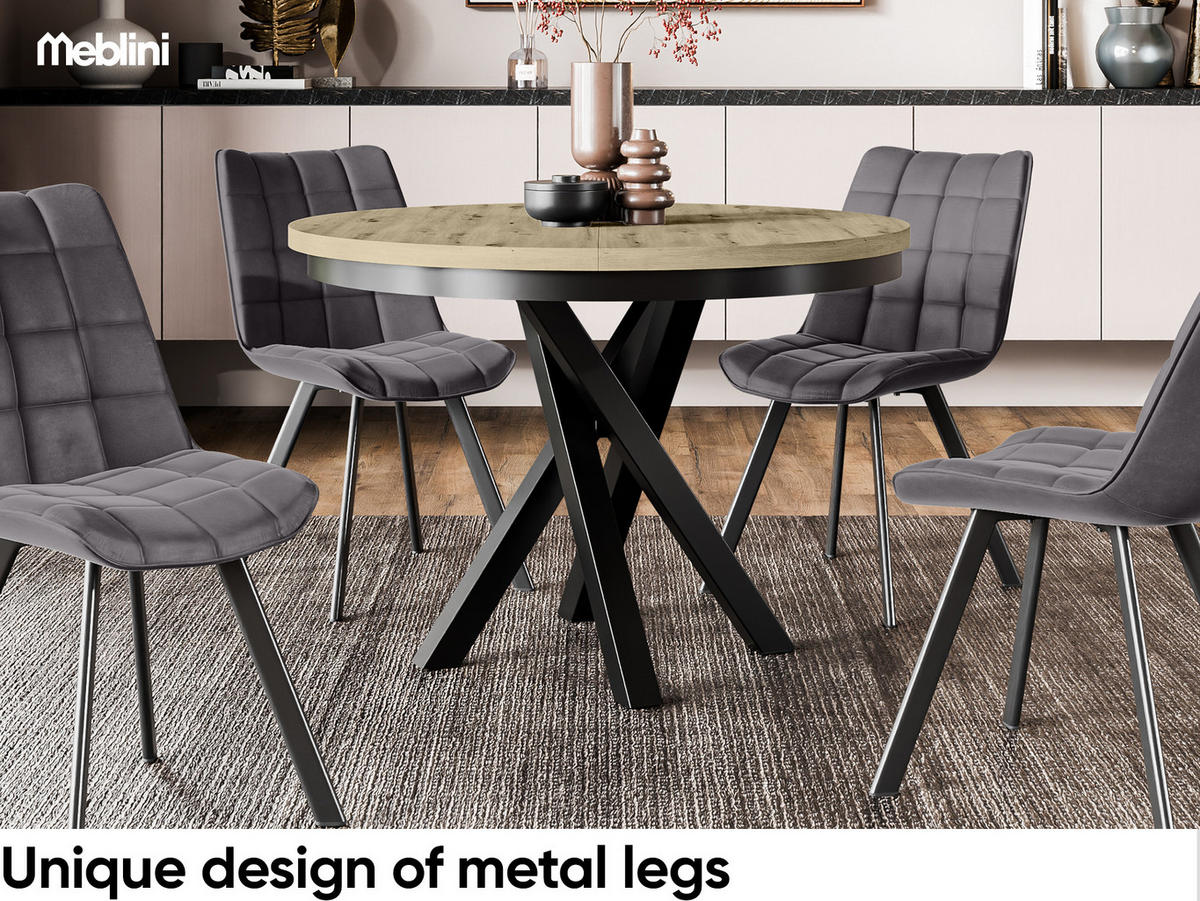 ESSTISCH CHRIS - Schwarz/Eiche Artisan, Holzwerkstoff (100/100/77cm) - Meblini