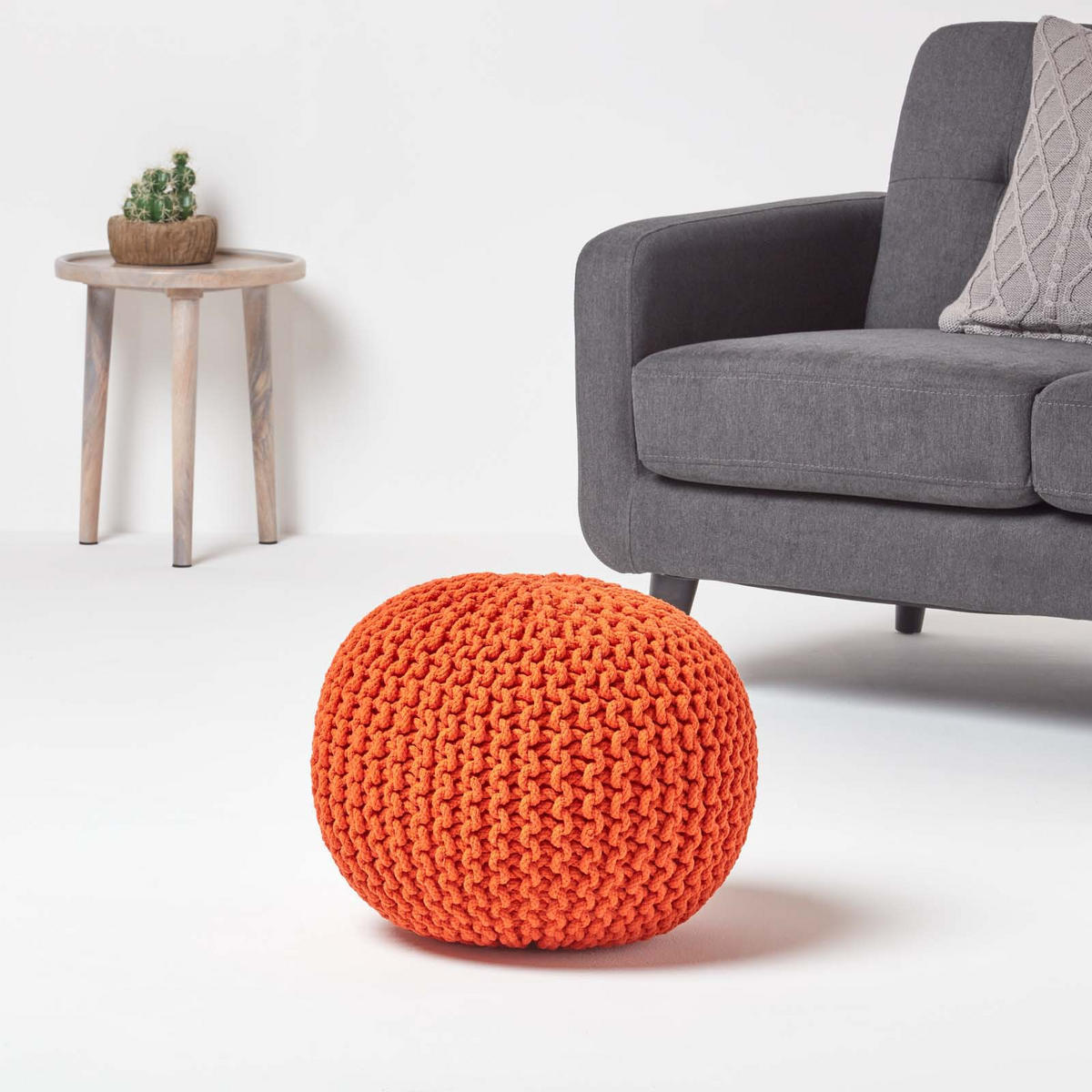STRICK-POUF orange, 40/40/35 cm - Orange, Textil (40/35/40cm) - Homescapes