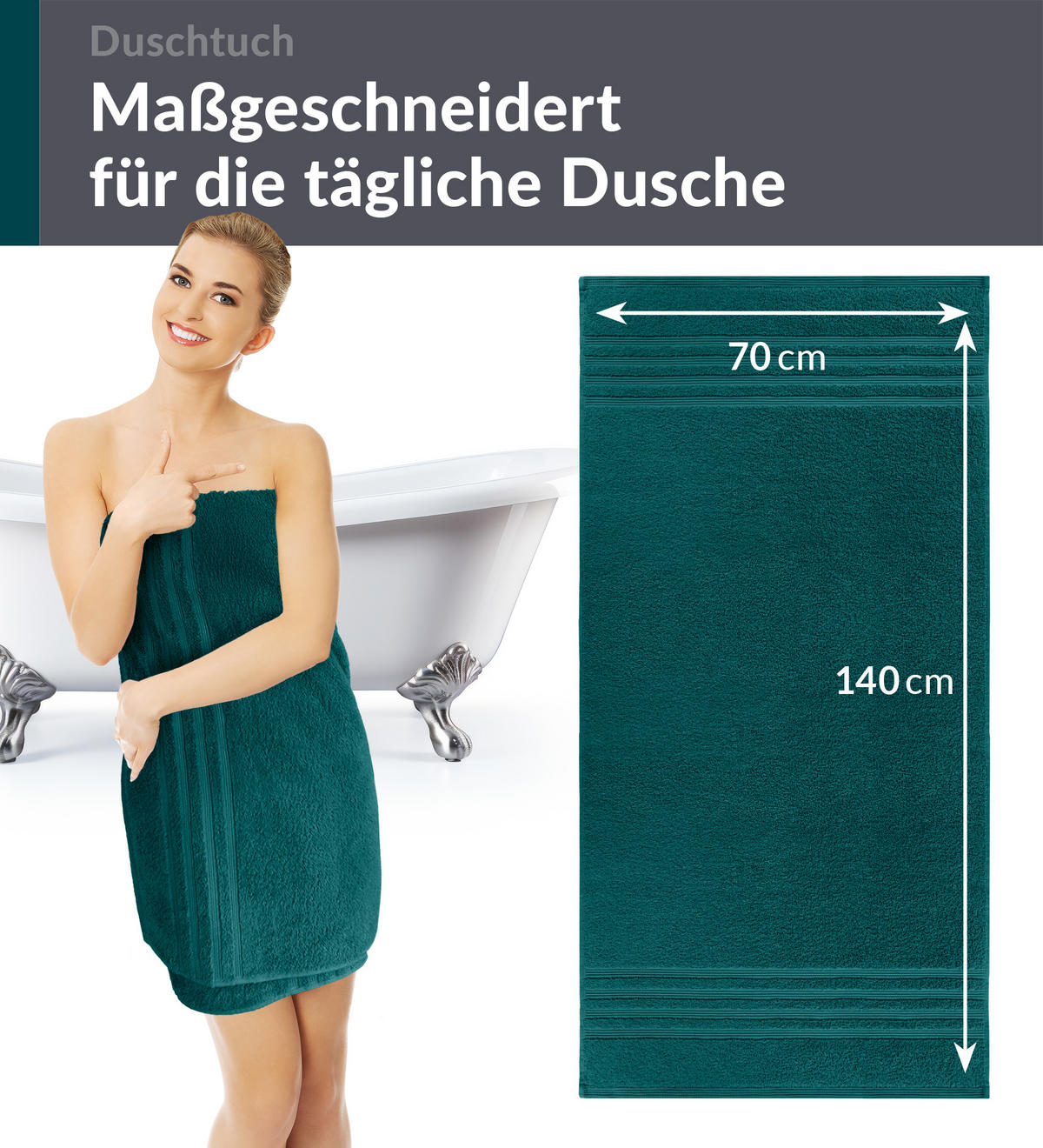 DUSCHTUCH London Opal Grün 2er Set 70x140 - Opal, Textil (70/140cm) - Lashuma
