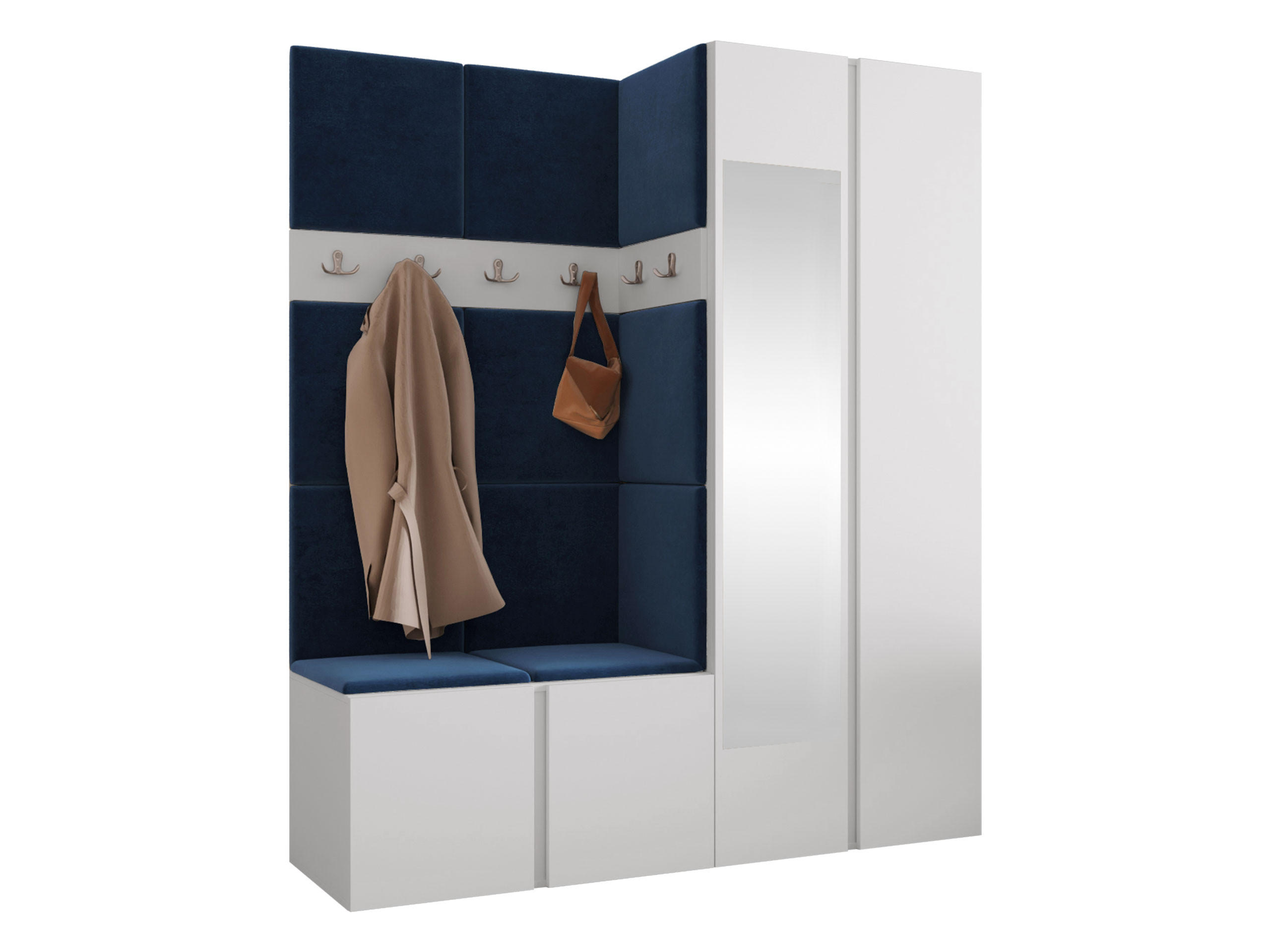 Mirjan24 Garderoben-Set Weiß, Blau 158x186x46 cm