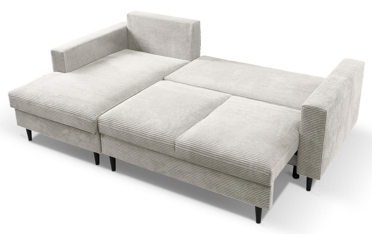 ECKSOFA Nalika Hellbeige mit Cordbezug - Beige/Creme, Holz/Textil (230/143cm) - Selsey