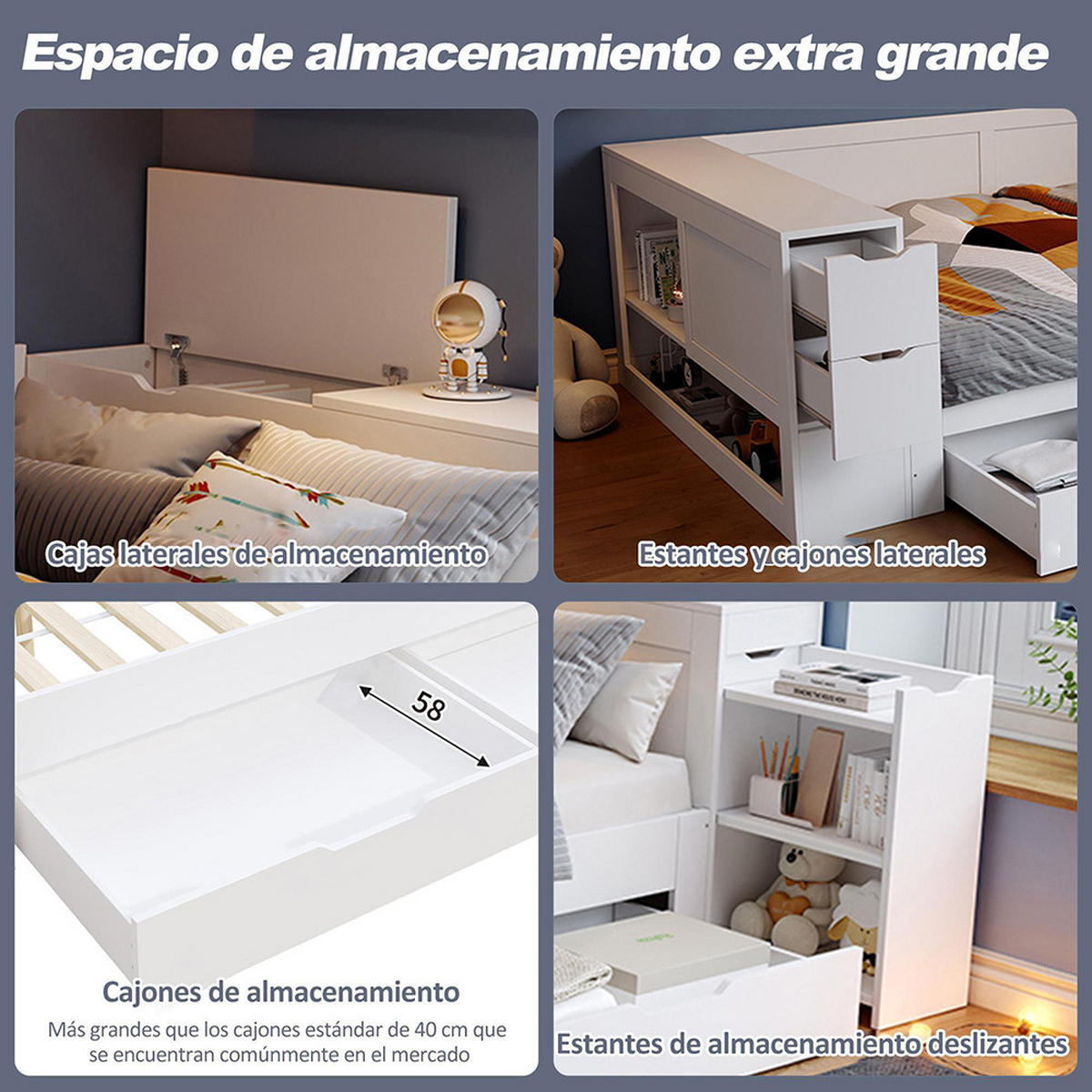 JUGENDBETT 140 x 190 cm in weiß - Weiß, Holz - KOMHTOM