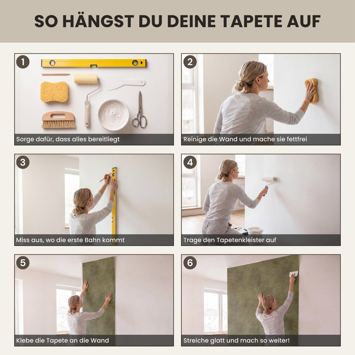 TAPETE - Textur - Abstrakt - Grün - 280x260 cm - Olivgrün, Papier (280/260cm) - OnlyWow