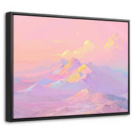 LEINWAND Bilder mit Rahmen - Berggipfel - Wolken - Verträumt - 40x30 - Hellrosa, Textil (40/30cm) - MuchoWow