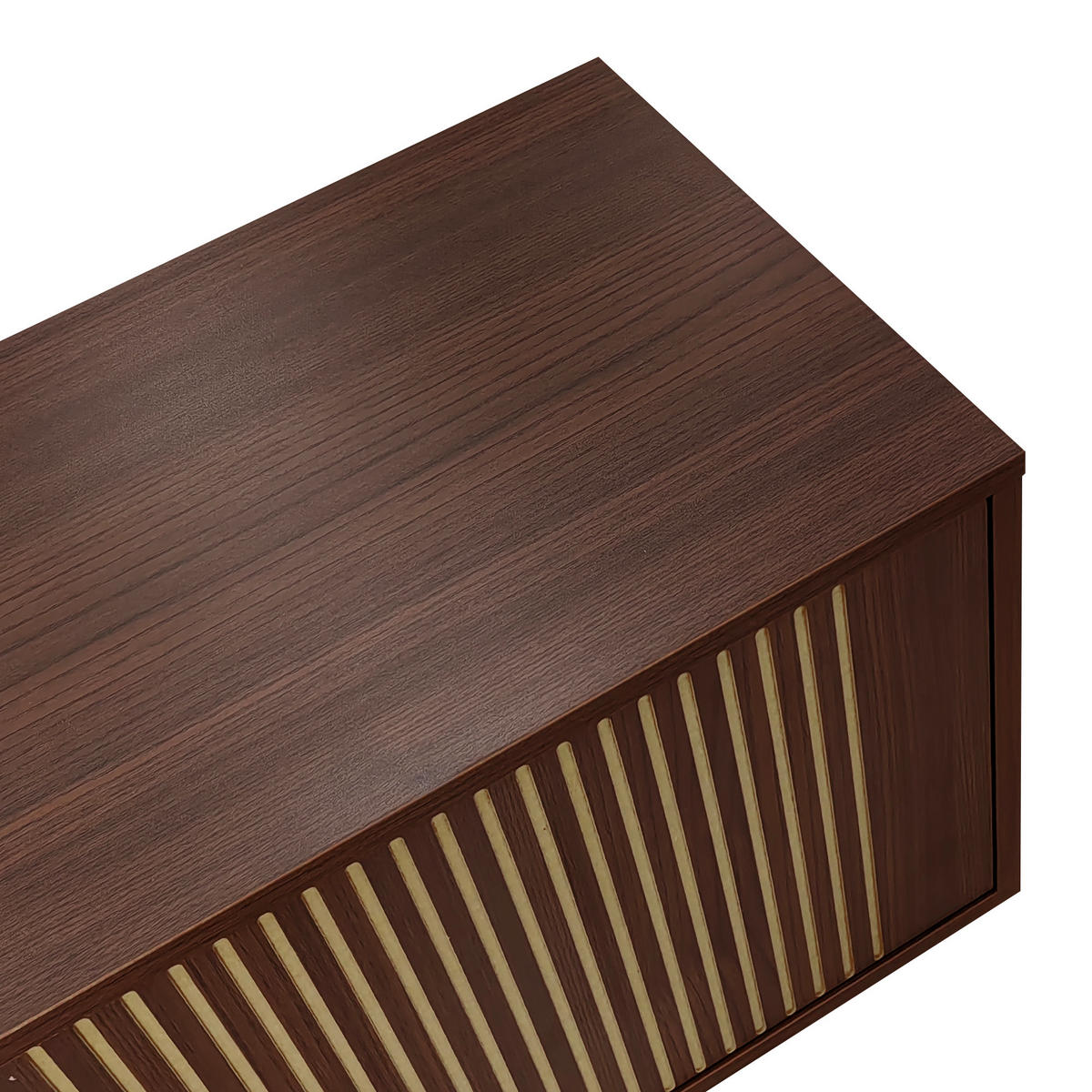 LOWBOARD in Walnussfarben TV-Schrank mit LED und geschnitzter Textur für Wohnzimmer, B200/T35/H53 cm - Walnussfarben/Schwarz, Glas/Holzwerkstoff (200/53/35cm) - STILVORA