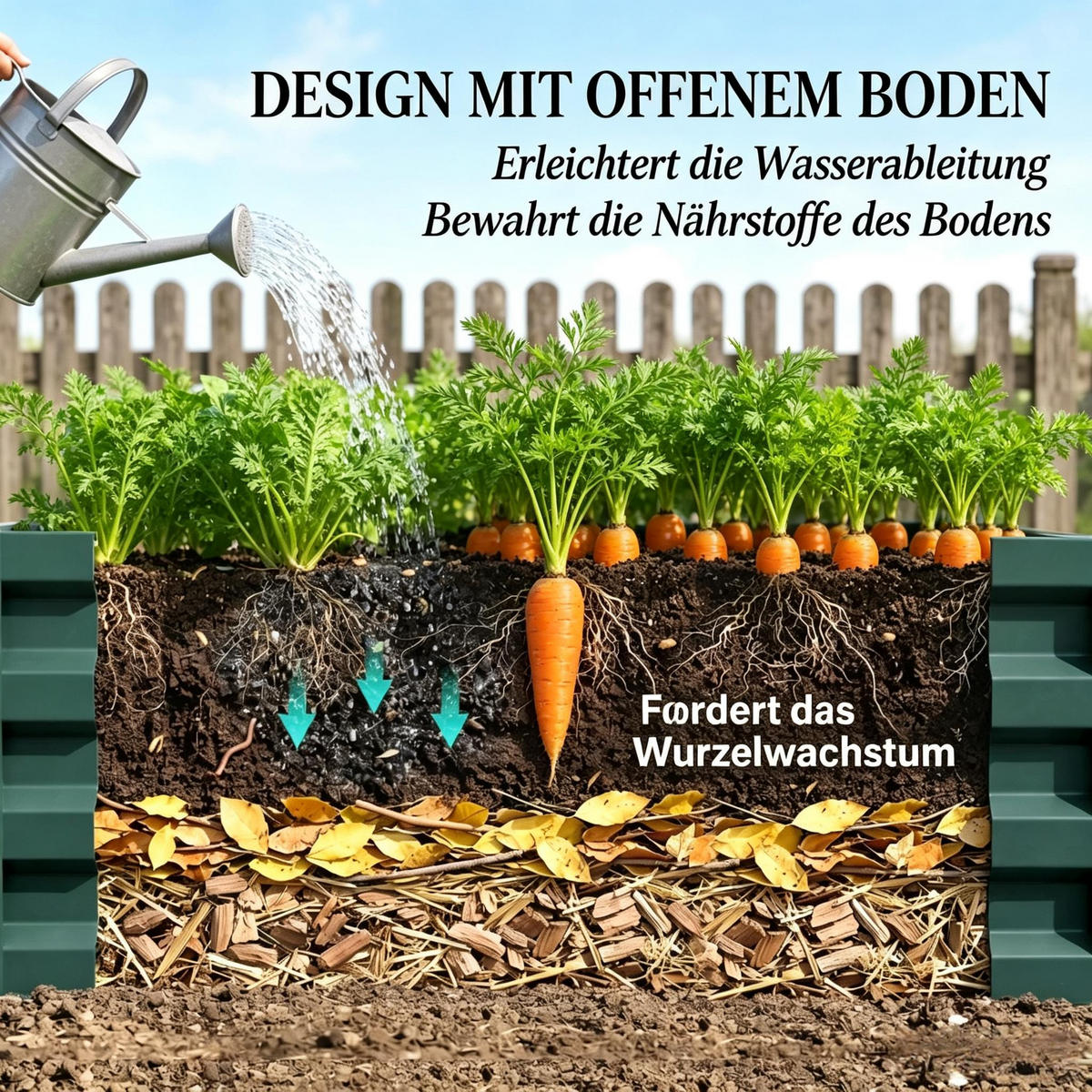 HOCHBEET 120/120/30 cm Dunkelgrün mit stabilem Rahmen (nur mit Hochbeet) - Dunkelgrün, Metall (120/30/120cm) - Oxeza