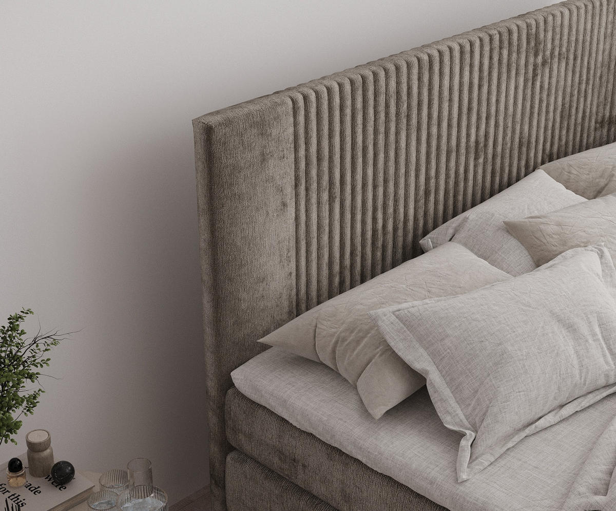 BOXSPRINGBETT Bergamo Braun 180/200 cm - Schwarz/Braun, Holz/Holzwerkstoff (180/200cm) - Maison de Reve