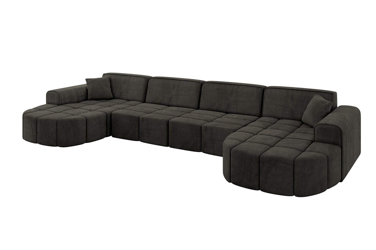 WOHNLANDSCHAFT LIVO-U2 - 400x173x79,5 cm Schwarz - Schwarz, Holzwerkstoff/Textil (400/79/173cm) - ALTDECOR