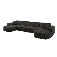 WOHNLANDSCHAFT LIVO-U2 - 400x173x79,5 cm Schwarz - Schwarz, Holzwerkstoff/Textil (400/79/173cm) - ALTDECOR