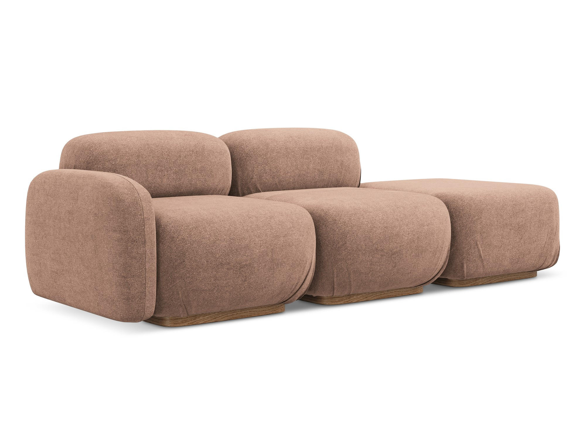 3-SITZER SOFA Bouclé Stoff Pink - Pink/Hellrosa, Holz/Textil (258/73/95cm) - Makamii