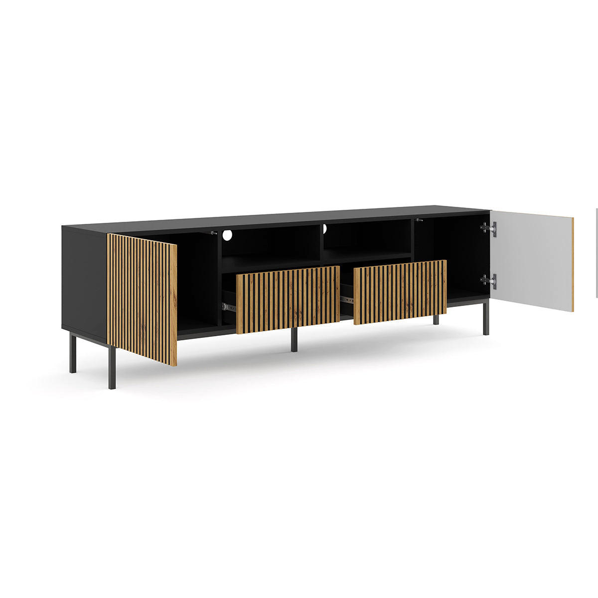TV-MÖBEL Philaé Holz und Schwarz - Schwarz, Holzwerkstoff (200/58/42cm) - Petits-meubles